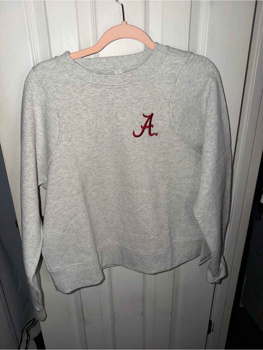 lululemon athletica Light Gray Crewneck Sweatshirt with Red 'A' Detail